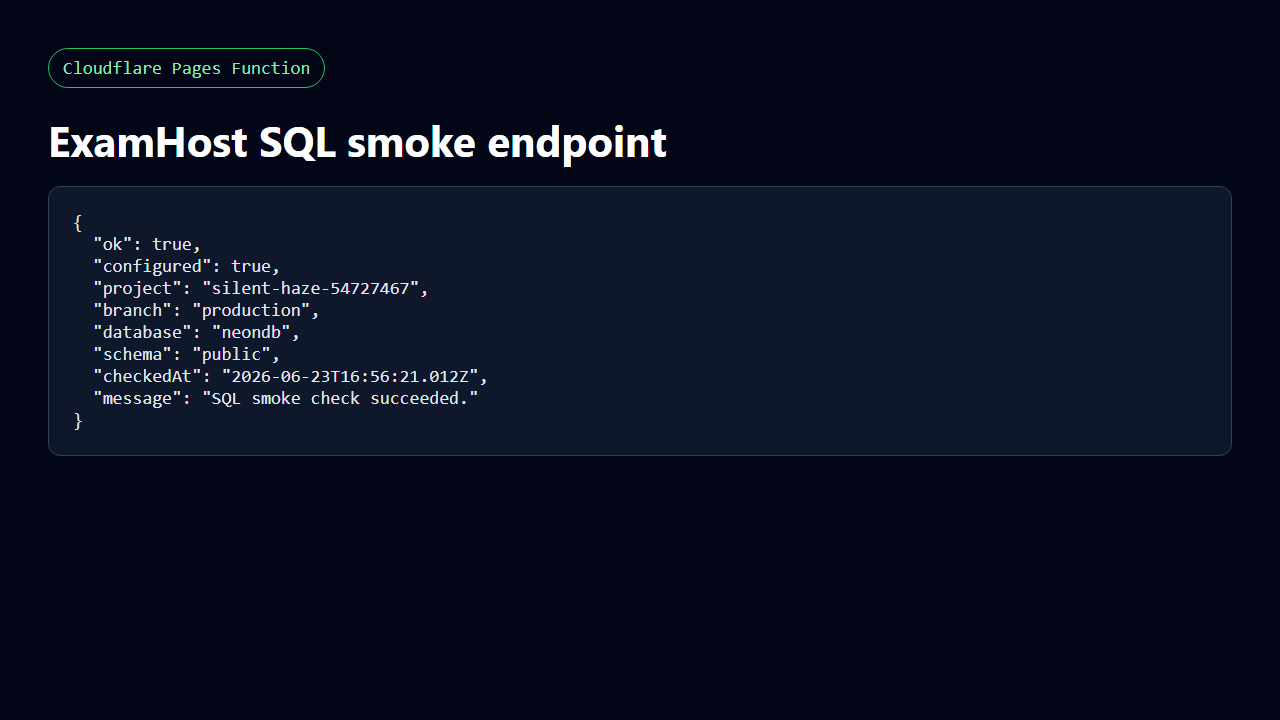 Cloudflare Pages SQL smoke endpoint response