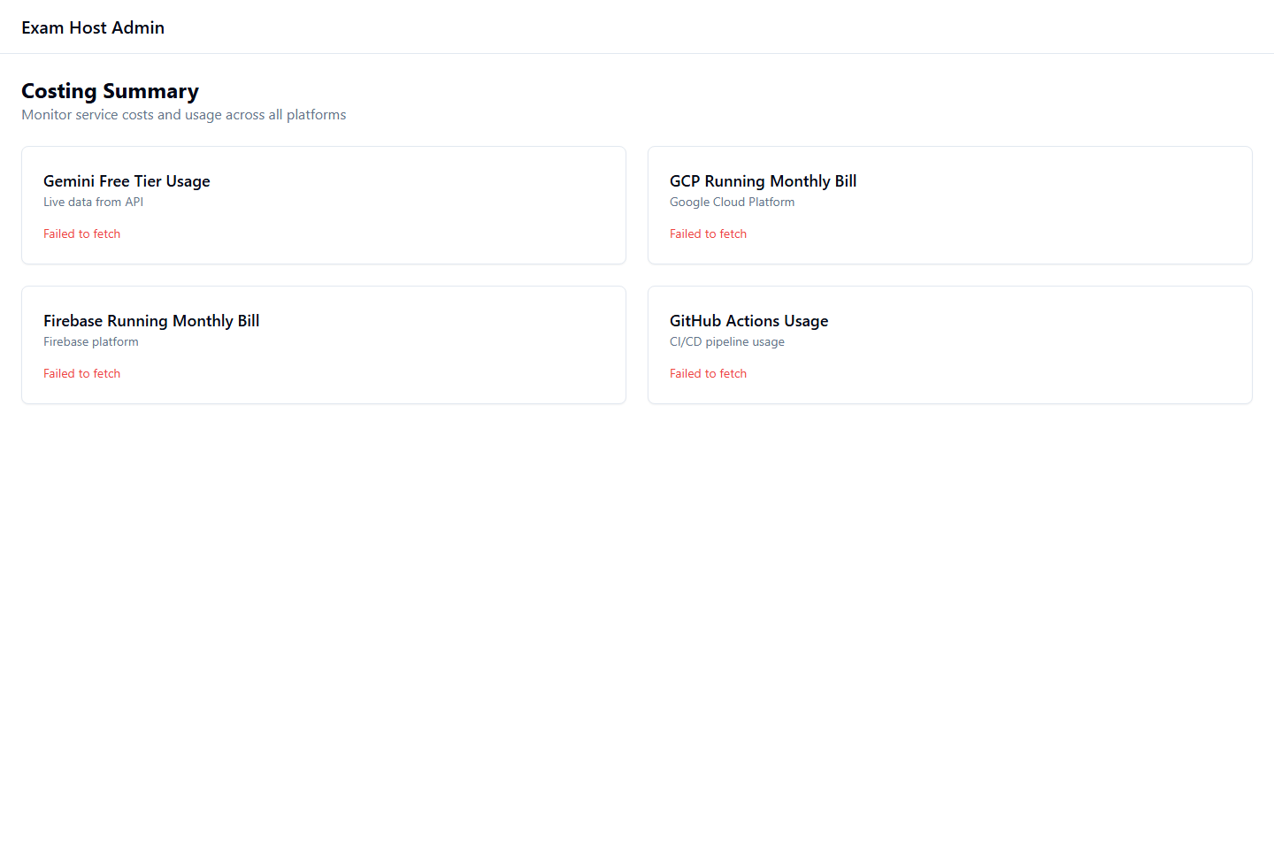 Admin dashboard deployed screenshot