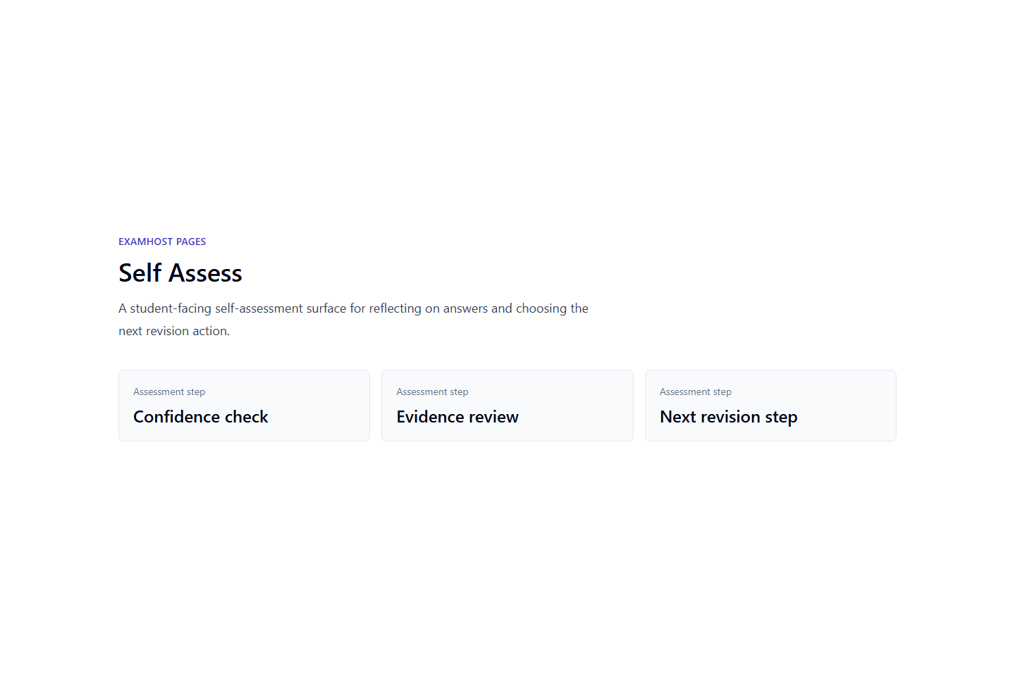 Self assessment deployed screenshot